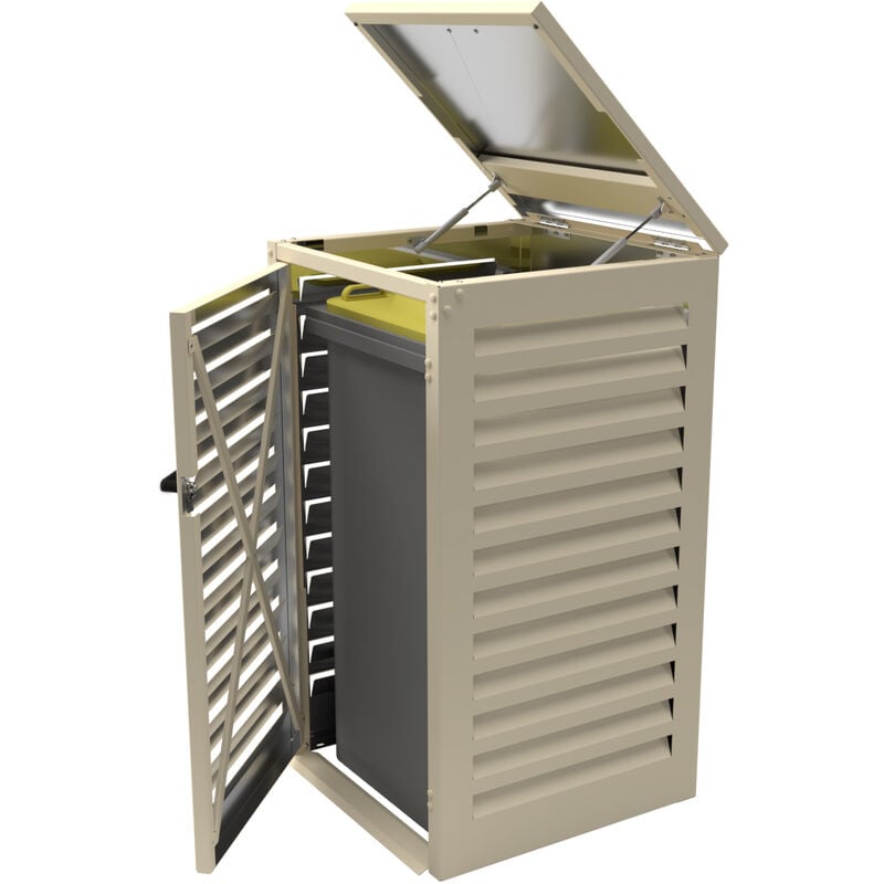 Cache Poubelle Simple en Aluminium thermolaqué 1x120 Litres - Crème