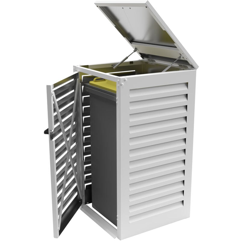 Atole - Cache Poubelle Simple en Aluminium thermolaqué 1x360 Litres - Blanc