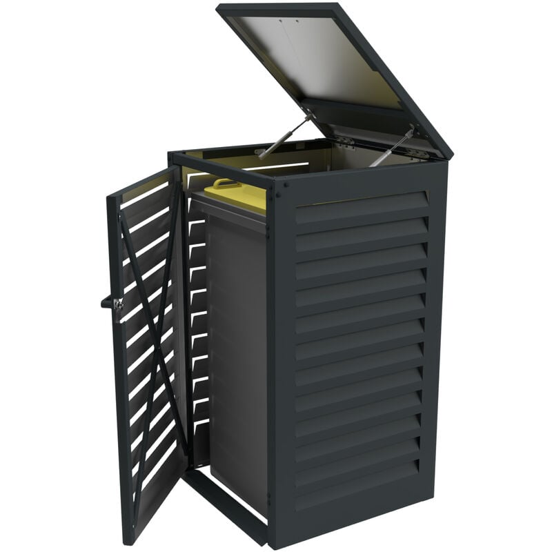 Cache Poubelle Simple en Aluminium thermolaqué 1x360 Litres - Gris anthracite