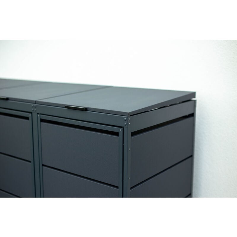 Cache poubelle extérieur simple en acier galvanisé - Abri poubelle pour 1 conteneur 240 Litres - Anthracite RAL7016