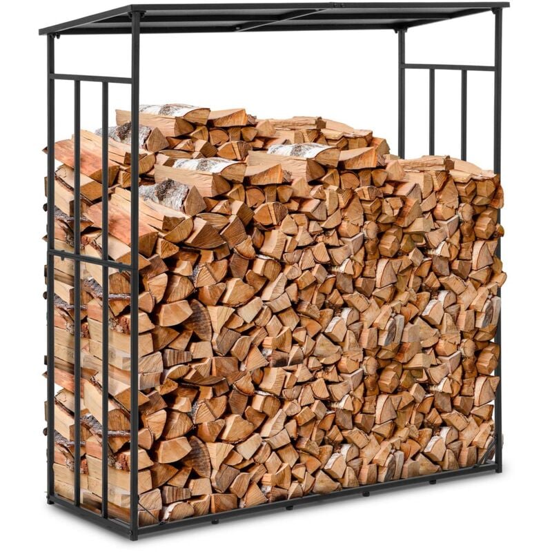 Hillvert - Abri pour bois de chauffage Range bûche extérieur Avec toit 300 kg Acier noir