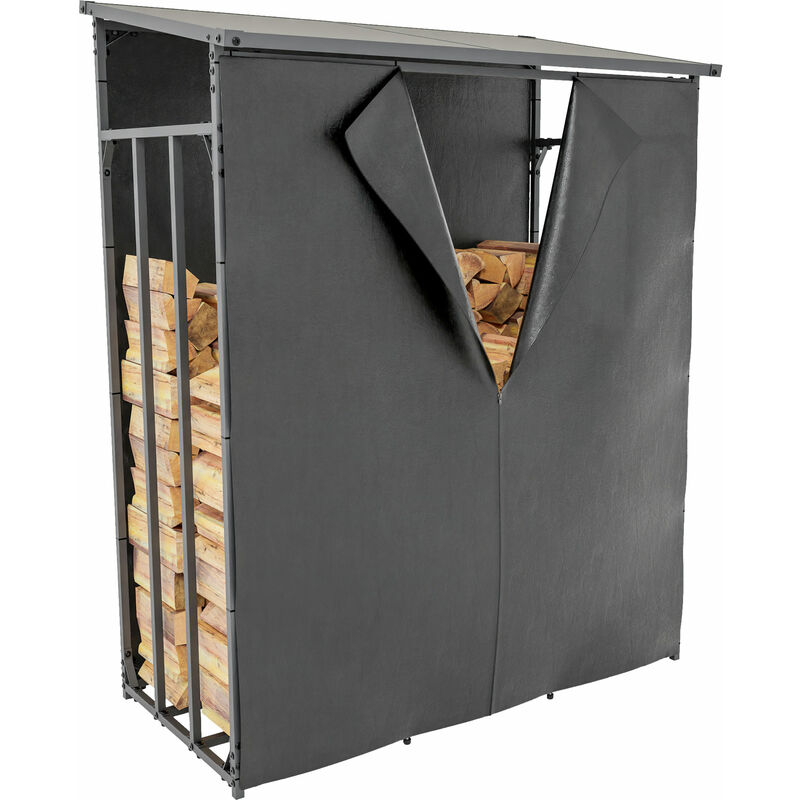 Abri pour bois de chauffage Ruston en acier galvanisé avec bâche de protection m