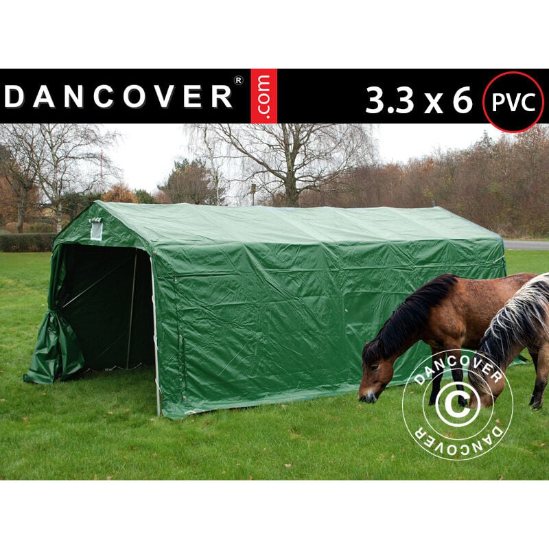 Abri pour bétail 3,3x6x2,4m, pvc, Vert