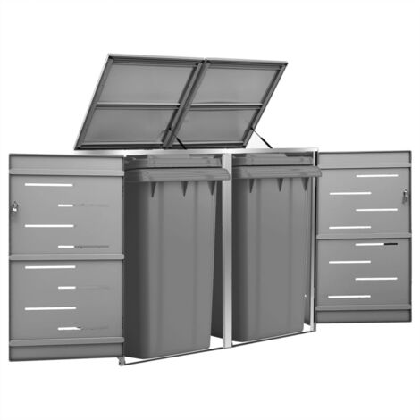 Abri pour deux poubelles 138x77,5x115,5 cm Inox