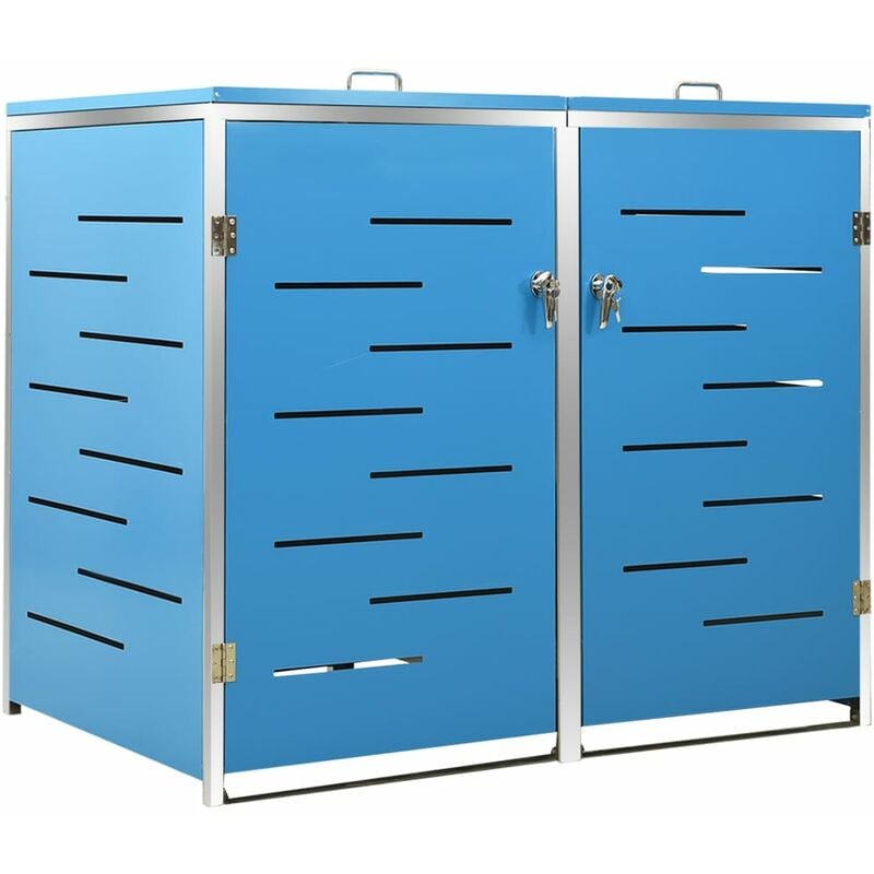 Vidaxl - Abri pour deux poubelles 138x77,5x115,5 cm Inox Bleu
