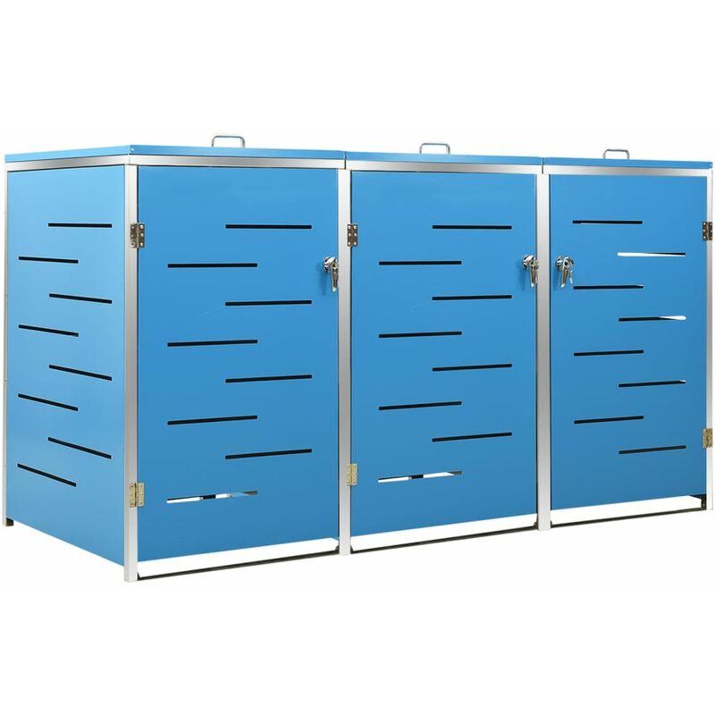 Abri pour trois poubelles 207x77,5x115 cm Inox vidaXL - Bleu