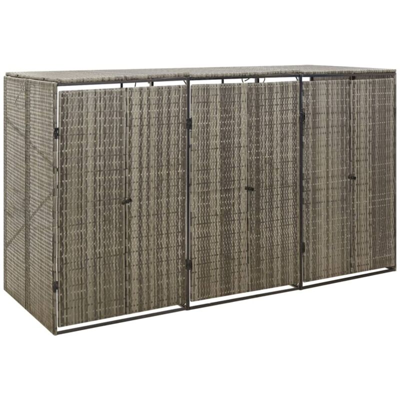 Vidaxl - Abri pour poubelle triple Gris 207x80x117 cm Résine tressée