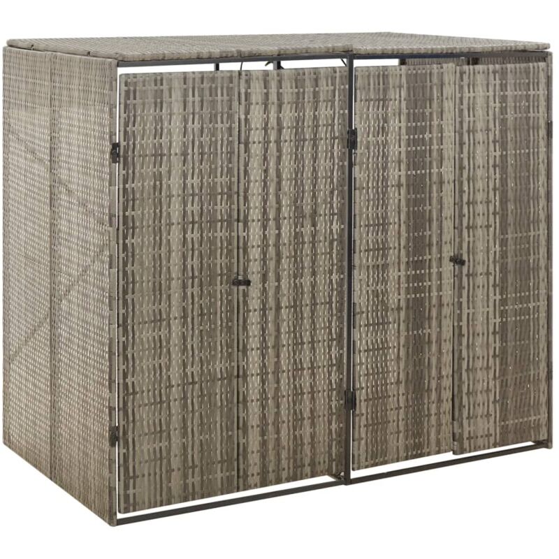 Abri pour poubelle double,Cache-poubelle,Abri de jardin Gris 140x80x117 cm Résine tressée XZZZ832092 MaisonChic