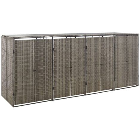 Abri pour poubelle quadruple Gris 274x80x117 cm Résine tressée