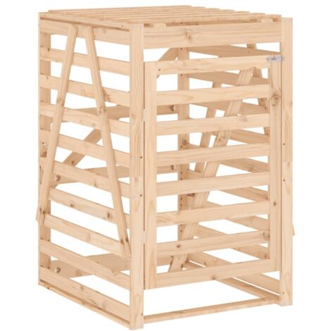 Abri pour poubelle sur roulettes 84x90x128,5 cm bois massif pin CFW20543