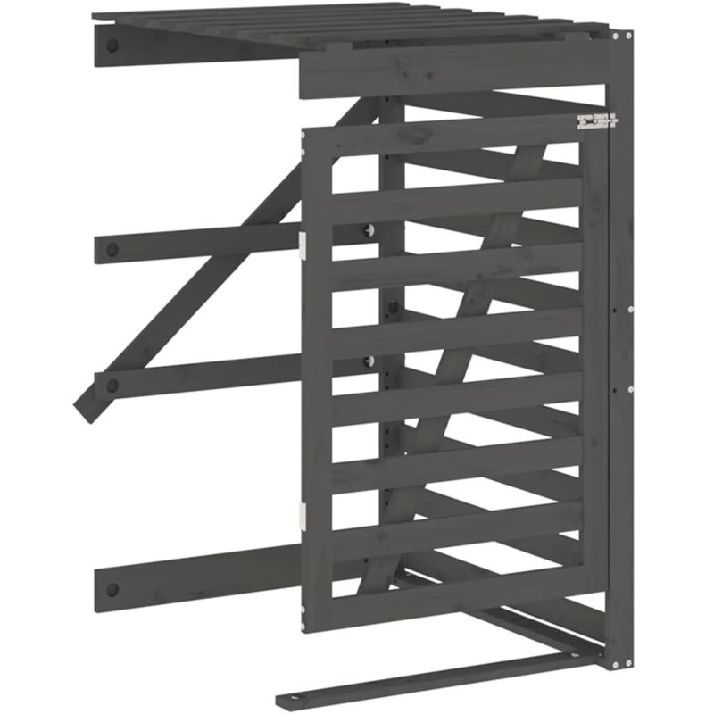 Extension d'abri de poubelle sur roulettes gris bois massif pin - Vidaxl