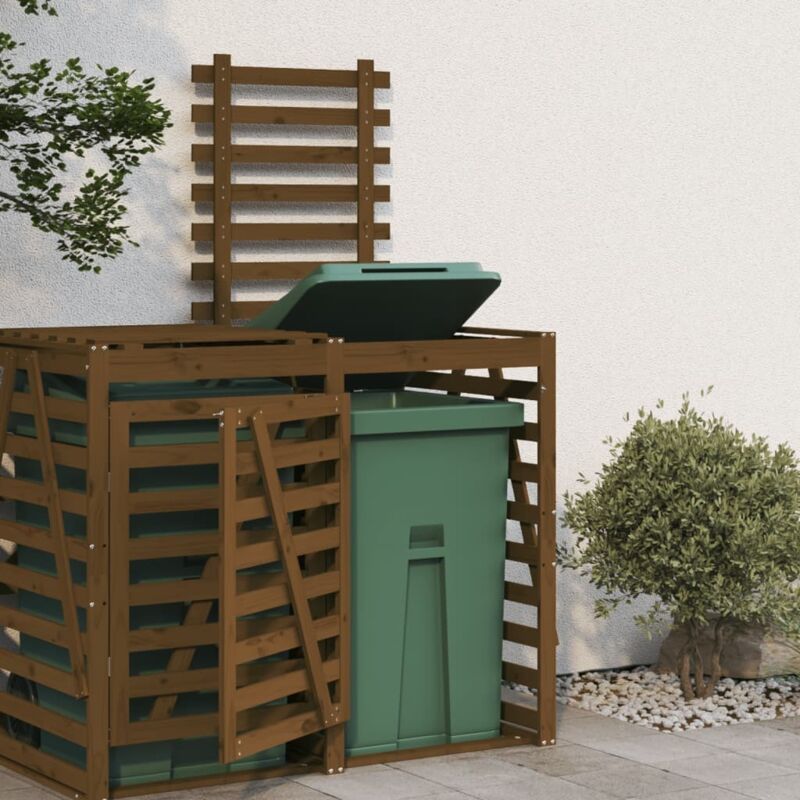 Vidaxl – Extension d'abri de poubelle sur roulettes – Bois de pin massif – Dimensions 78x91,5x128,5 cm – Conception ventilée anti-odeurs
