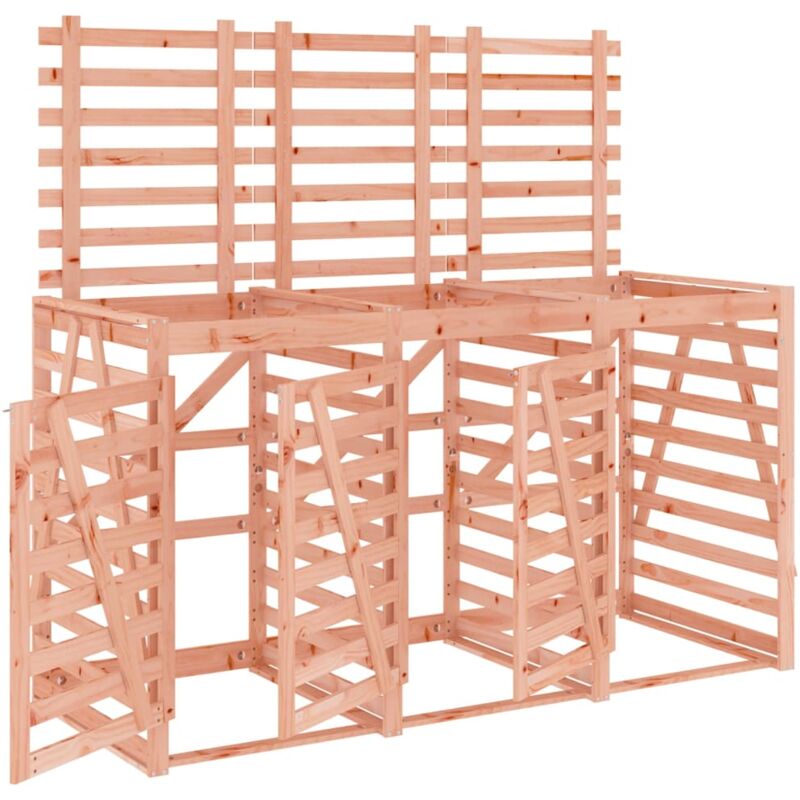 Abri pour poubelle triple sur roulettes bois massif douglas Vidaxl