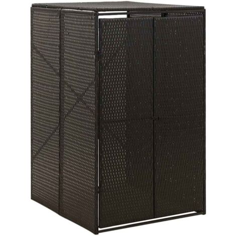Abri pour poubelle，Cache-poubelle，Abri de jardin Noir 70x80x117 cm Résine tressée XZZZ880146