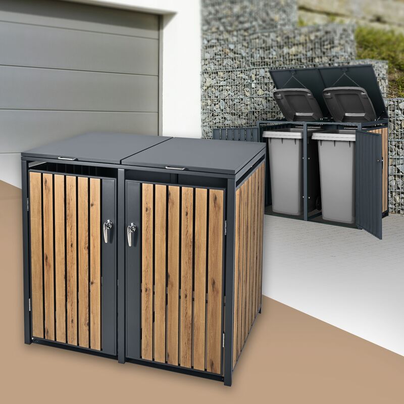 Ml-design - Abri pour 2 poubelles cache-poubelle boîte de rangement extérieur 240L 68x116 cm