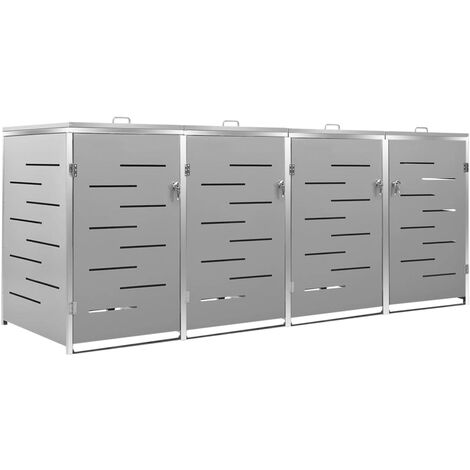 Abri pour quatre poubelles 276,5x77,5x115,5 cm Inox