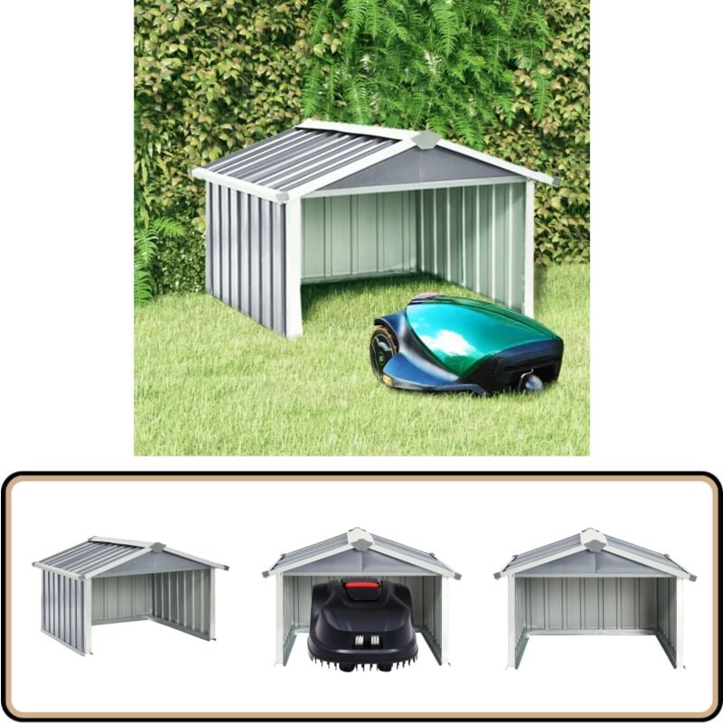 Abri pour robot de jardin 92x97x63 cm Acier galvanisé Gris - Abri Robot Tondeuse - Abri Jardin - Abri Tondeuse Robotique - Abri Pour Robot Coupe