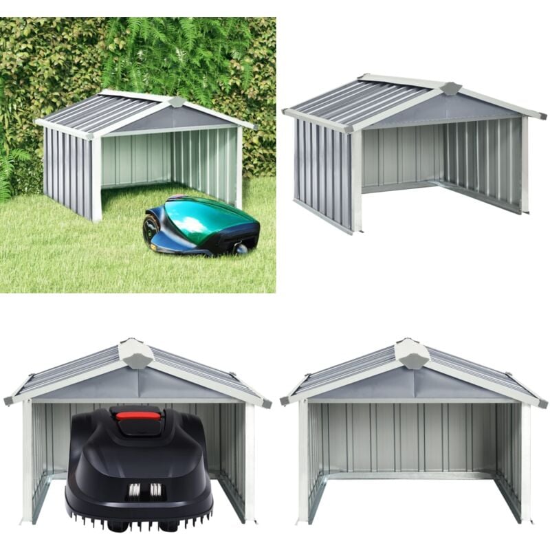 Abri pour robot de jardin 92x97x63 cm Acier galvanisé Gris - Abri Robot Tondeuse - Abri Jardin - Abri Tondeuse Robotique - Abri Pour Robot Coupe