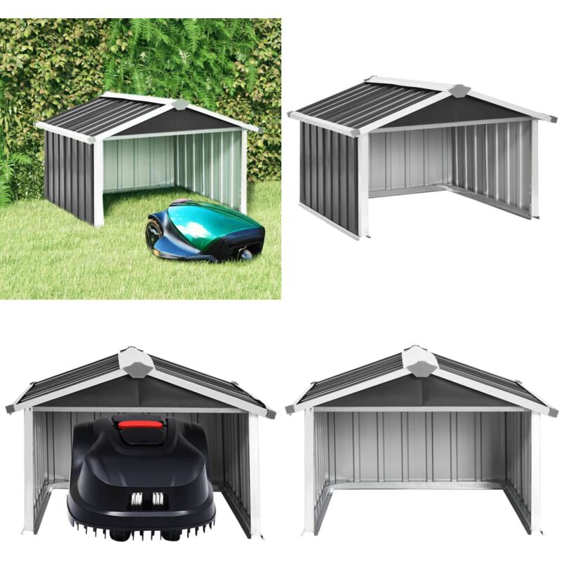 Abri pour robot de jardin 92x97x63cm Acier galvanisé Anthracite - Abri Robot Tondeuse - Abri Jardin - Abri Tondeuse Automatique - Abri Pour Robot