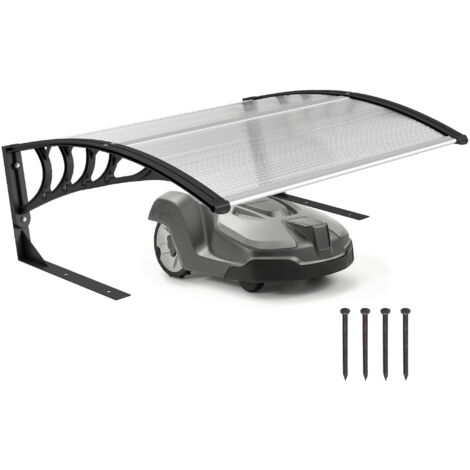 Abri pour tondeuse robot, garage extérieur avec toit protecteur anti-UV, pluie et neige, dimensions 100x81x43 cm, blanc.