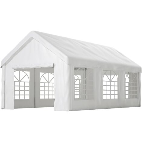 Abri pour véhicule 3x6m – Double porte sectionnelle pour un accès traversant complet, construction robuste et étanche – Toit et panneaux latéraux amovibles
