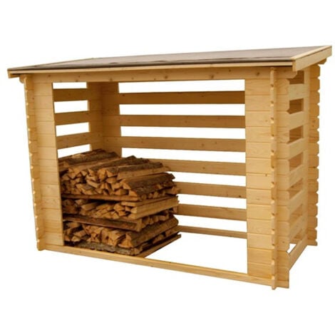 Abri range-bûches avec structure madriers 4 stères