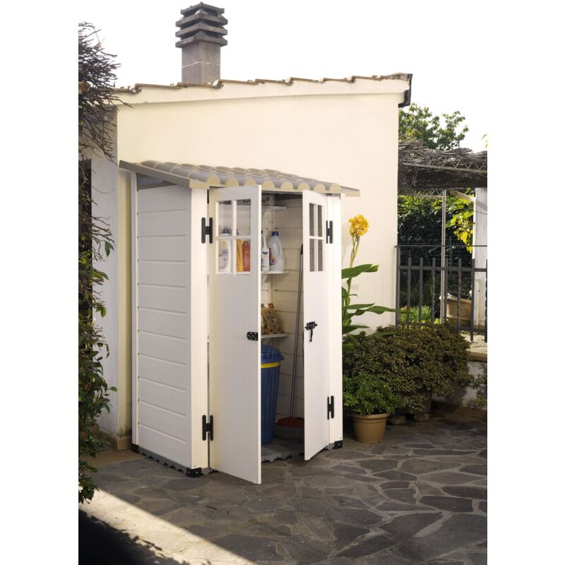 Habrita - Abri mural résine 1,32 m2 beige/marron evo 100