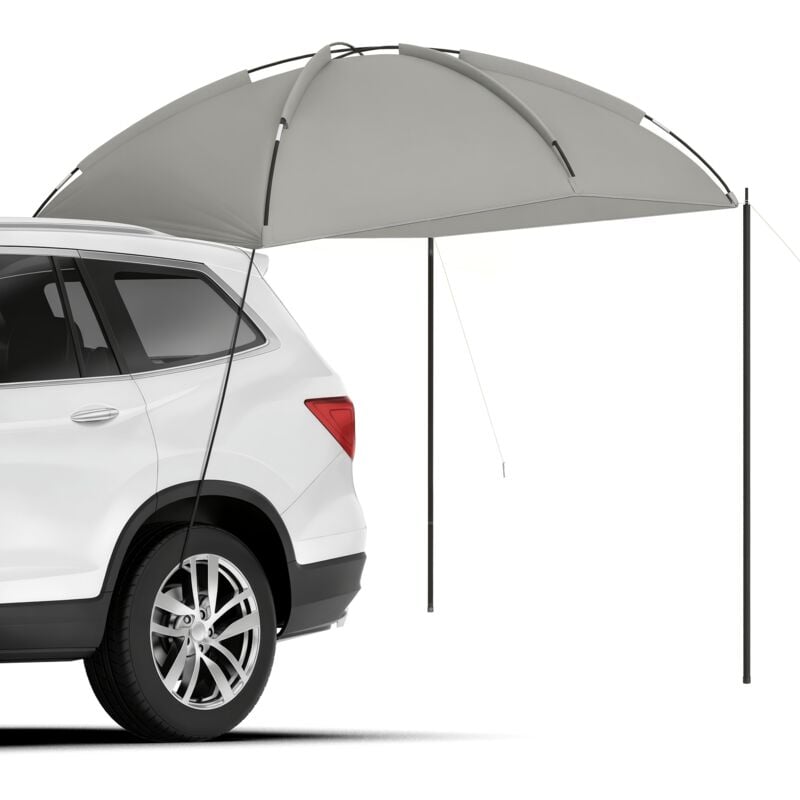 Abri solaire de camping - barnum réglable en dôme, sac inclus - acier polyester haute densité gris