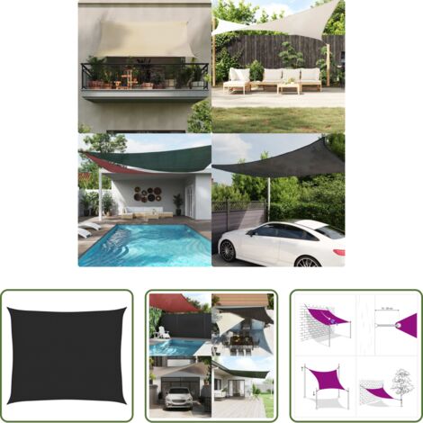 Abri solaire -  Voile d'ombrage 160 g/m² Noir 2,5x3 m PEHD