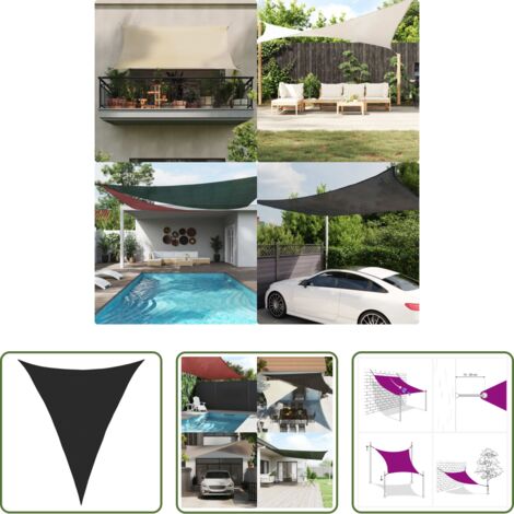 Abri solaire -  Voile d'ombrage 160 g/m² Noir 5x6x6 m PEHD