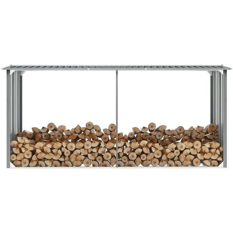 Abri Stockage Bûches Extérieur Gris 330x92x153 . Idéal rangement bois de chauffage