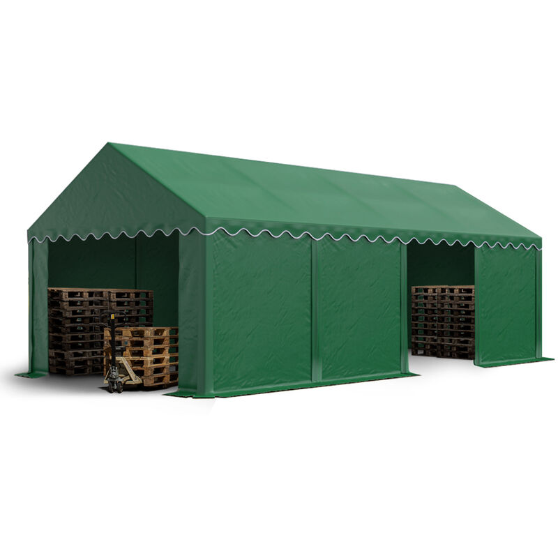 Intent24 - Tente de stockage 4x8 m bâches en pvc 750 n vert foncé imperméable avec cadre de sol - vert
