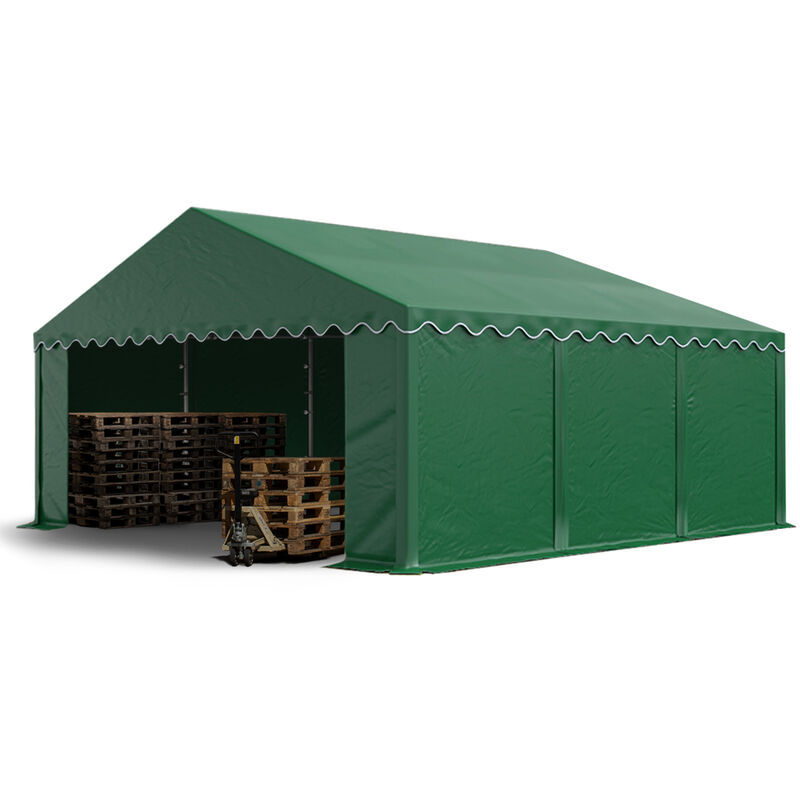 Intent24 - Tente de stockage 5x6 m bâches en pvc 750 n vert foncé imperméable avec cadre de sol - vert