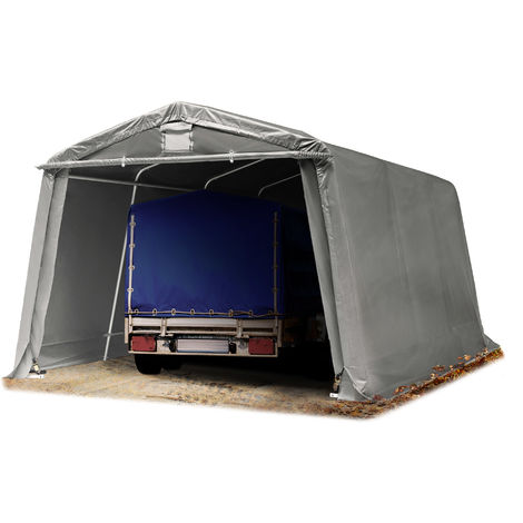 Abri/Tente garage PREMIUM 3,3 x 4,8 m pour voiture et bateau - toile PVC 500 N imperméable gris - gris