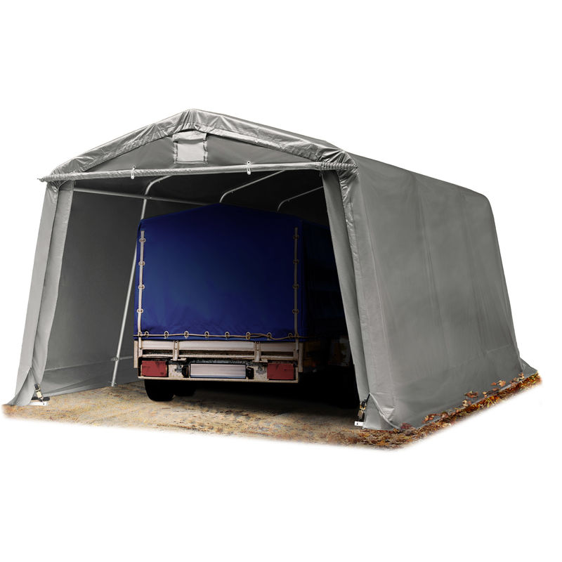 Abri/Tente garage premium 3,3 x 4,8 m pour voiture et bateau - toile pvc 500 n imperméable gris - gris