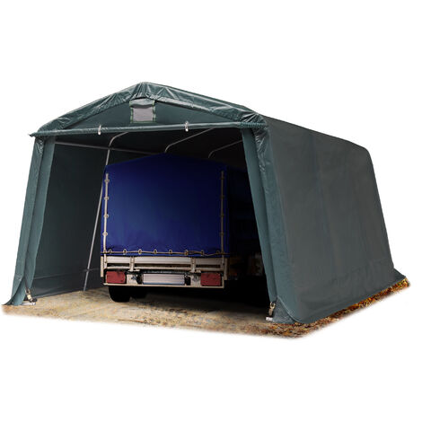 Abri/Tente garage PREMIUM 3,3 x 4,8 m pour voiture et bateau - toile PVC env. 500g/m² imperméable vert fonce - vert