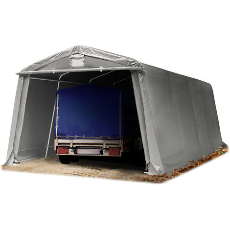 Abri/Tente garage PREMIUM 3,3 x 6,2 m pour voiture et bateau - toile PVC 500 N imperméable gris - gris