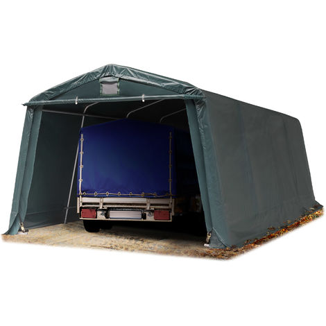 CARPASOL Abri/Tente garage PREMIUM 3,3 x 6,2 m pour voiture et bateau - toile PVC 500 N imperméable vert fonce