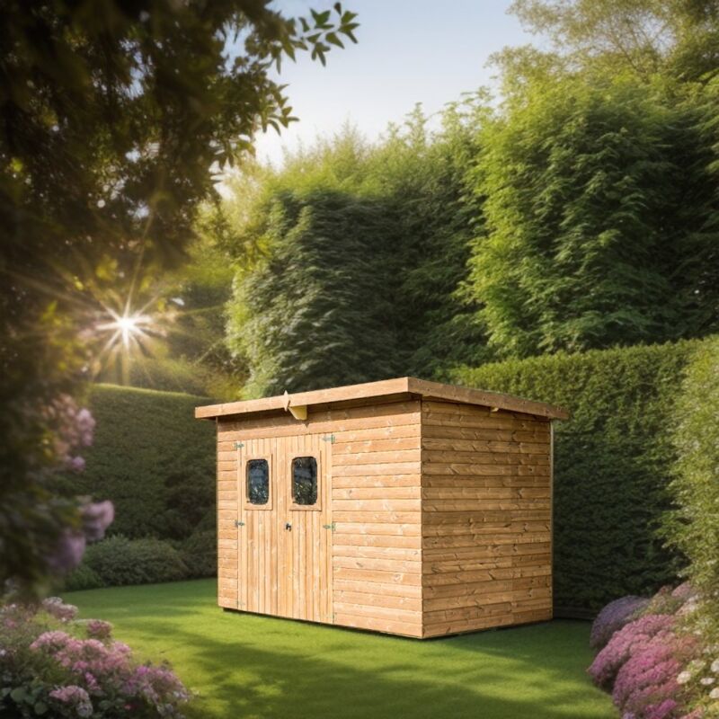 Habrita - Abri de jardin 6.45m² brun doré the2818.02t