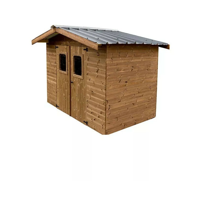 Habrita - Abri de jardin bois Foresta THE2420.02T Therma double pente 7,04m2 brun doré sans plancher