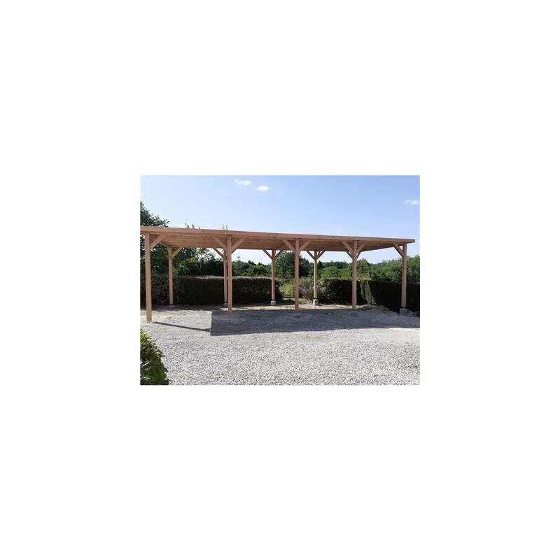 Abri Toit Plat, 400cmx1150cm, Bois douglas Français, Carport, Auvent, Abri Camping-car