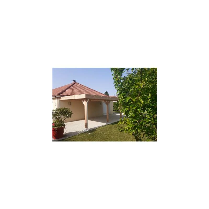 Abri Toit Plat Adossé, 450cmx550cm, Bois DOUGLAS Français, Carport, Auvent, Abri voiture