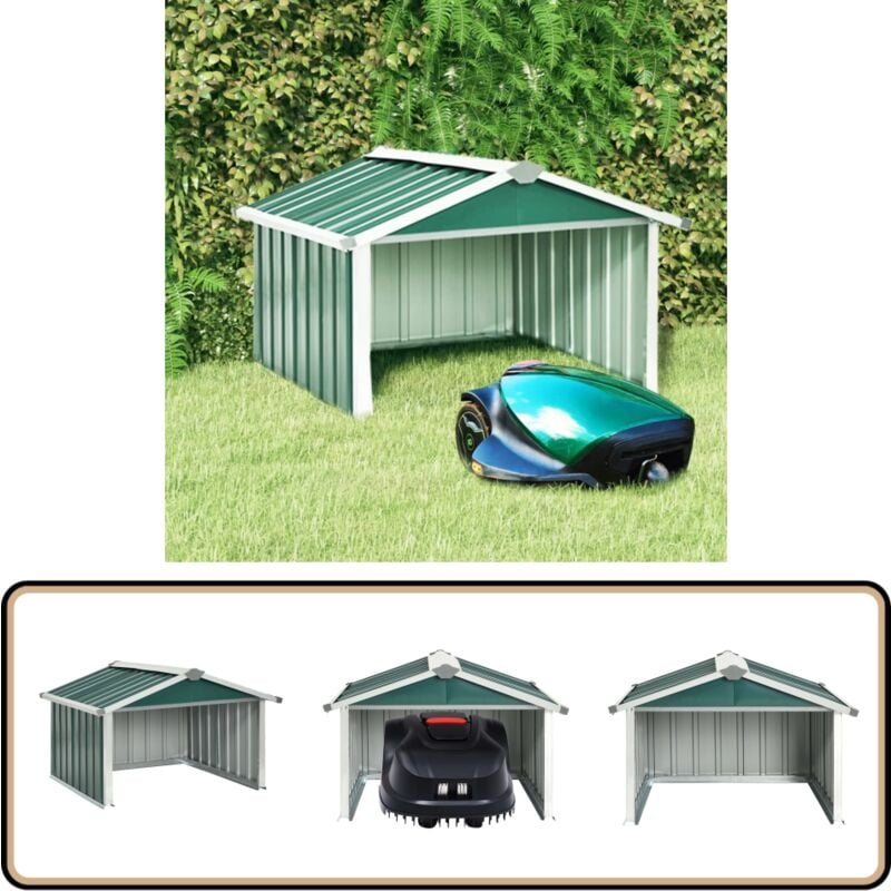Abri tondeuse robot de jardin 92x97x63 cm Acier galvanisé Vert - Abri Tondeuse Robot - Abri Jardin - Abri Pour Robot Tondeuse - Protection Robot