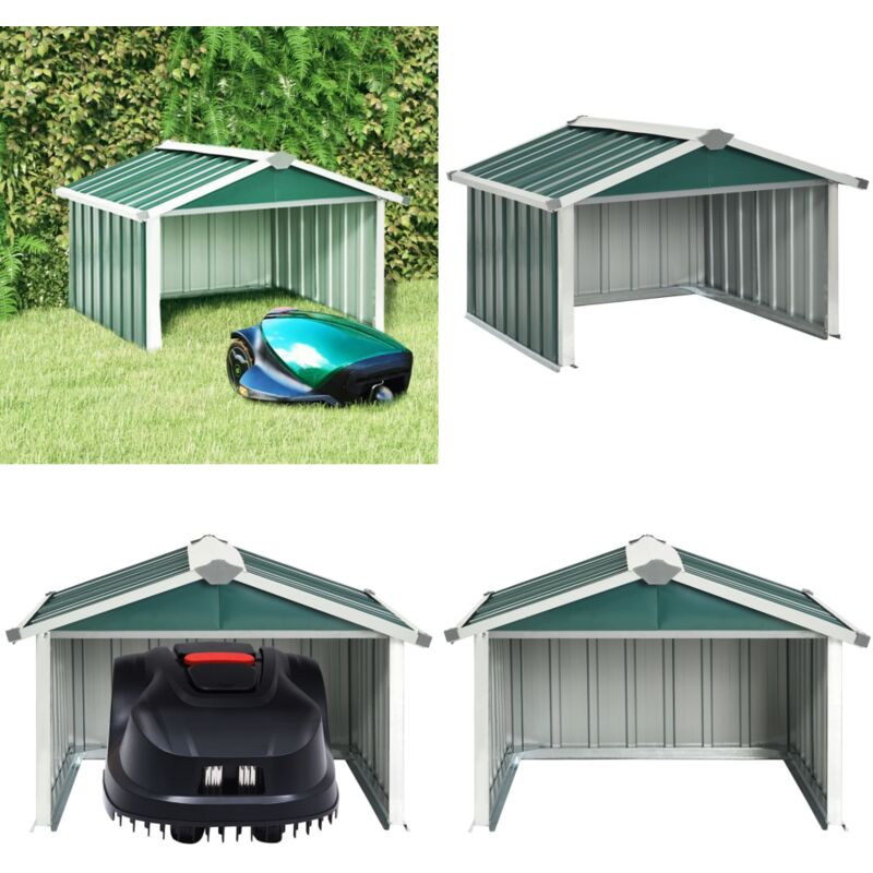 Abri tondeuse robot de jardin 92x97x63 cm Acier galvanisé Vert - Abri Tondeuse Robot - Abri Jardin - Abri Pour Robot Tondeuse - Protection Robot