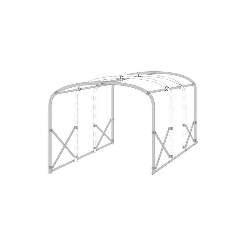 Atout Loisir - Abri tunnel largeur 3 m pieds droits pas à 1.50 m - Long 4.50 m, type 250µ vert/blanc, Façade Pas de façade ni de porte, Fix. Sol