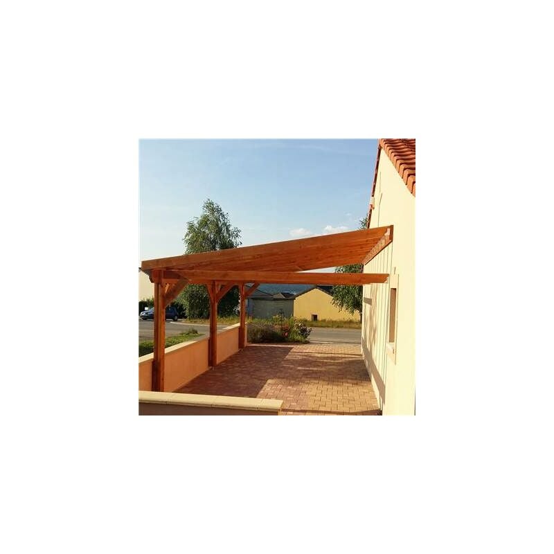 Abri Une Pente Adossé, 500cmx1150cm, Bois douglas Français, Carport, Auvent, Abri voiture