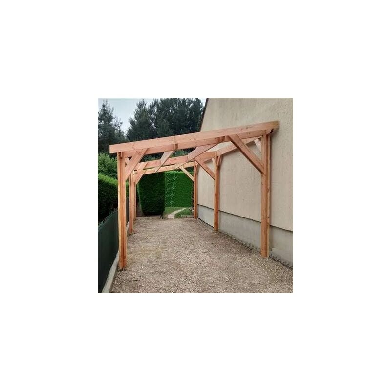 Abri Une Pente, 400cmx750cm, Bois DOUGLAS Français, Carport, Auvent, Abri voiture