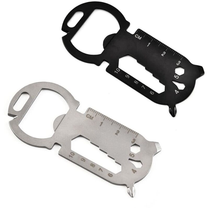 Abridor de botellas creativo multifuncional para exteriores de 2 piezas, tarjeta de herramientas EDC multifuncional, llave inglesa, cuchillo,