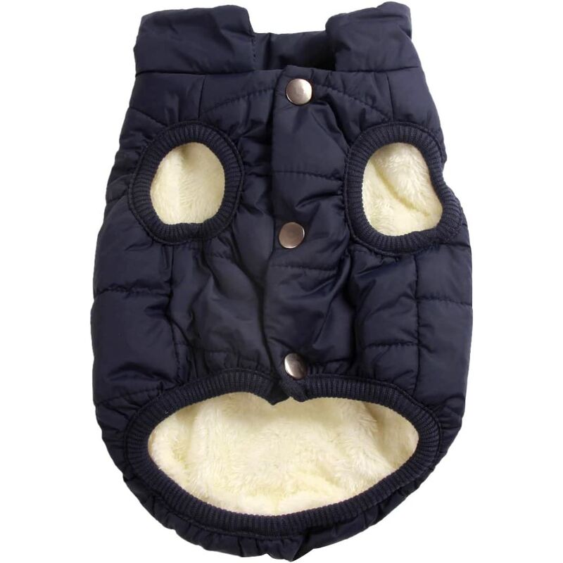 

Abrigo cortavientos para perros de 2 capas con forro polar extra cálido y suave （Azul marino ， L）