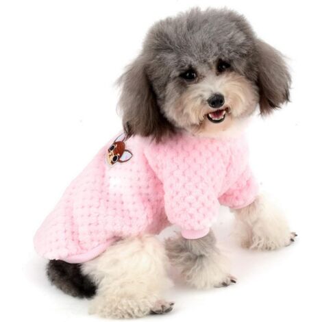 Abrigo de invierno de felpa para perros/gatos pequeños, suéter cálido, chaqueta para mascotas, abrigo para cachorros, camisa, sudadera, ropa, Chihuahua, Yorkshire Terrier, rosa, M